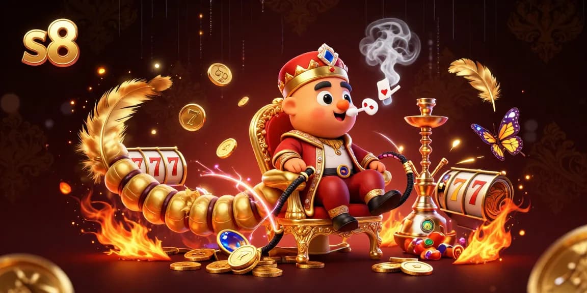Experience exciting gaming with s8 as massive caterpillar master engages in poker gameplay surrounded by dynamic slot elements.
