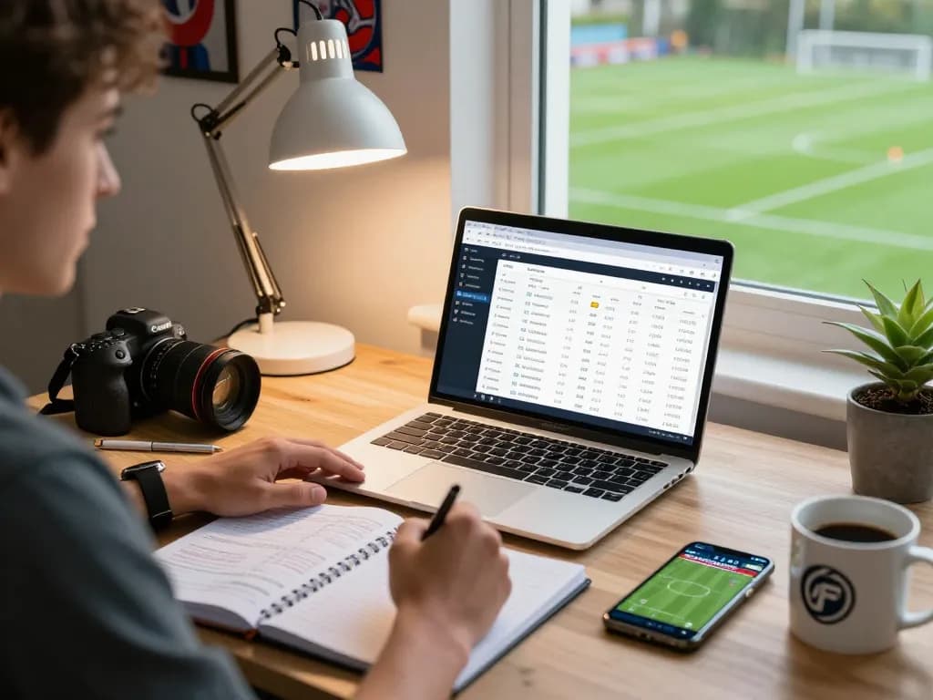 Tỷ lệ kèo bóng đá analysis in a modern workspace with statistics and live updates.