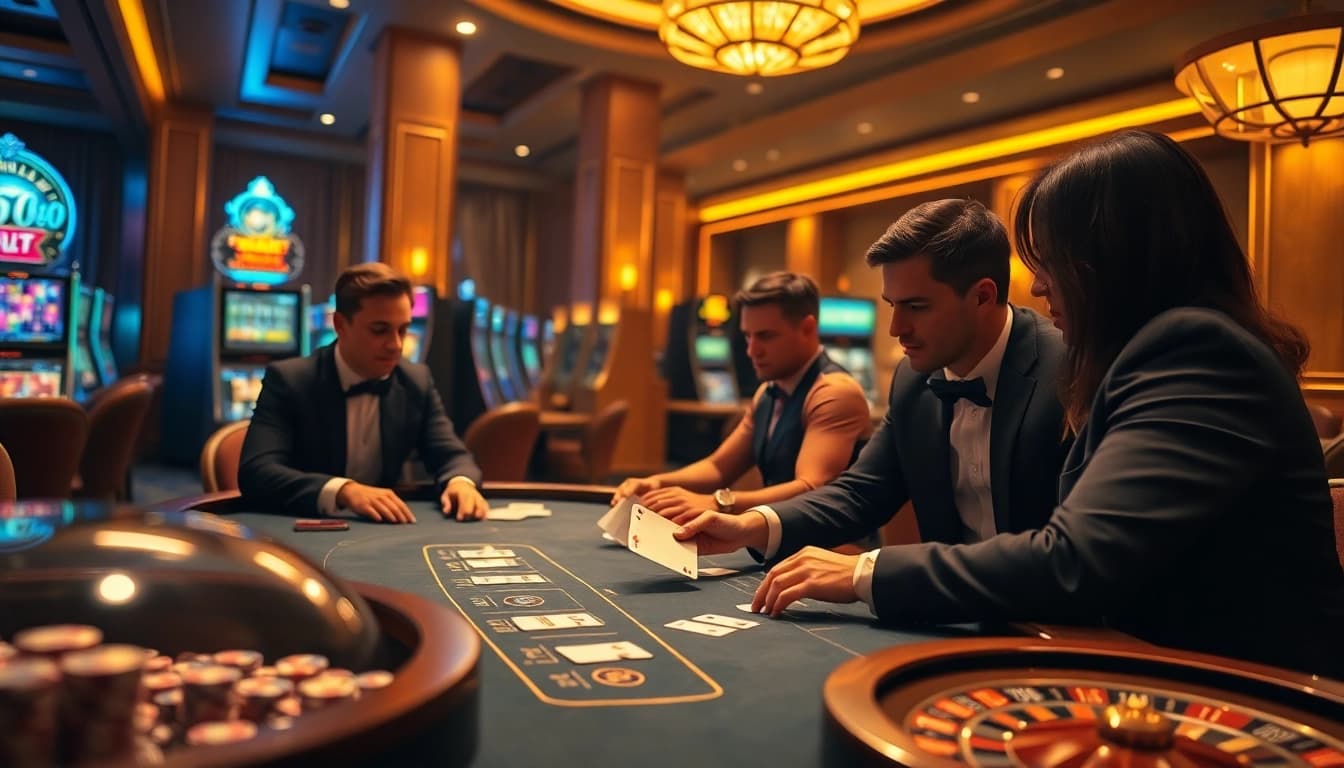 Experience the luxury of nk88.com with top-notch gambling action at a blackjack table.