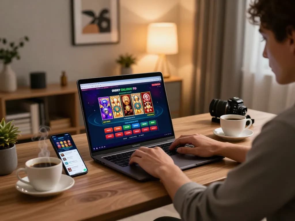 Engaging online poker session on 9BET platform with vibrant game interface and cozy home setup