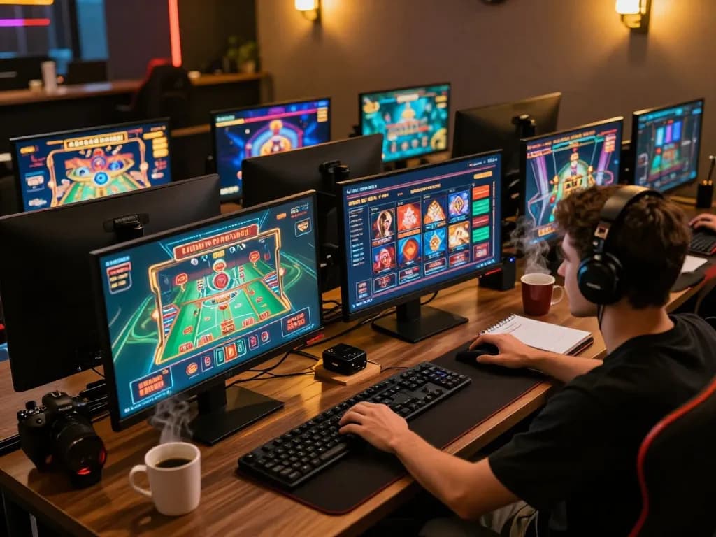 Engaging gameplay at an online casino, showcasing vibrant screens from https://98win8.co.com/ for gamblers.