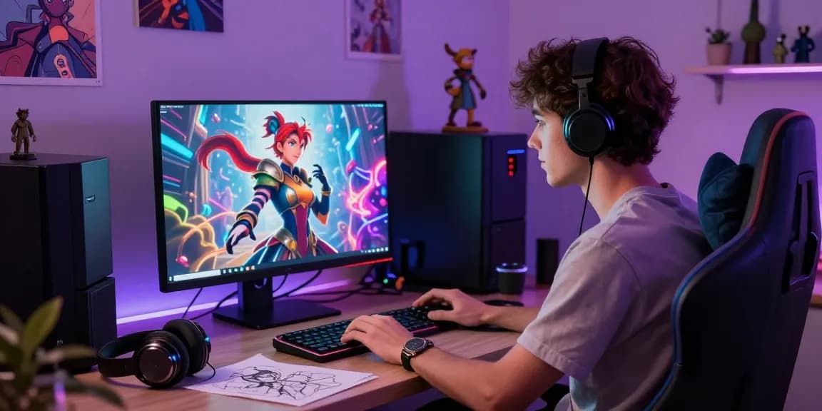 Engaging interaction with nsfw character AI on a sleek digital interface, showcasing customizable AI companions in a modern workspace.