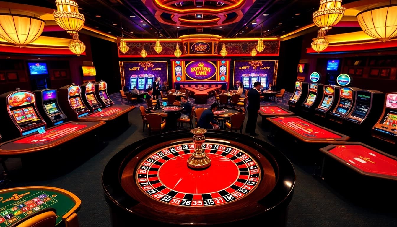 Experience excitement at http://23win1.de.com/ with players enjoying poker and roulette in a luxurious casino setting.