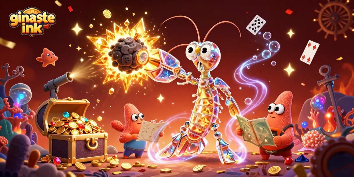 Activating ginaste ink gaming with underwater treasures and vibrant elements in a dynamic scene.