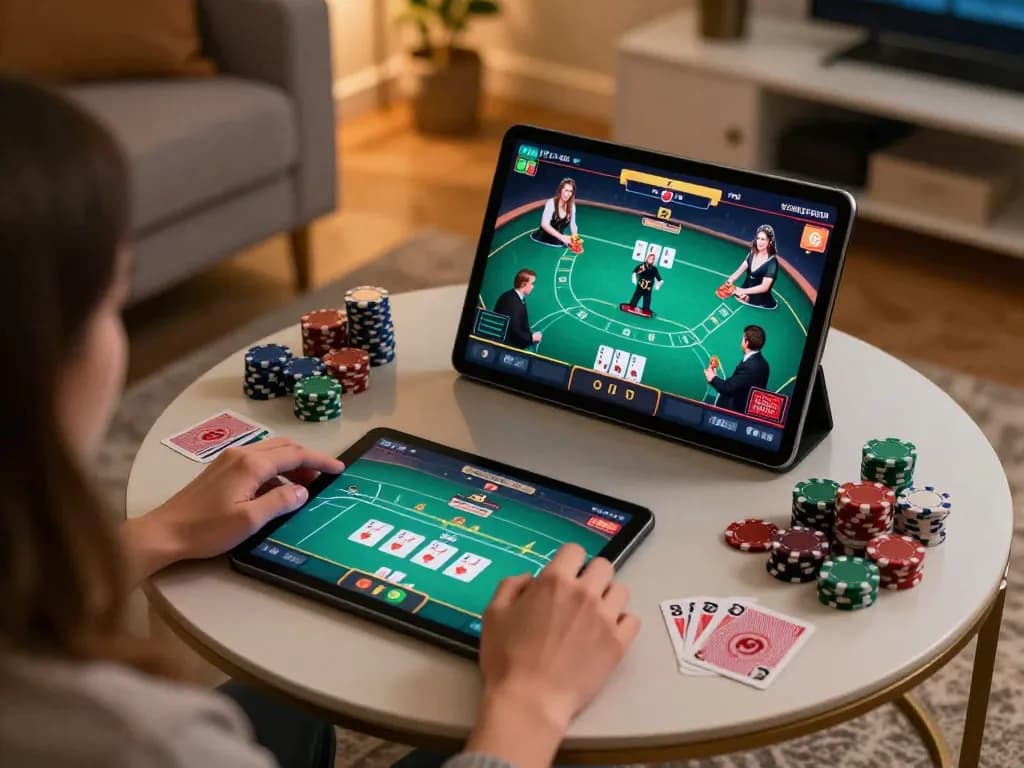 Engaging online poker gameplay experience on o8 platform with immersive tablet display