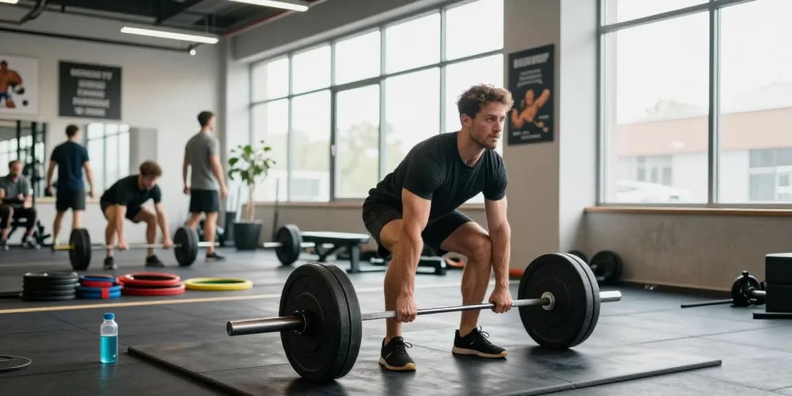 Prime Pharma Steroiden enhancing muscle gains in a vibrant gym with athletes training.