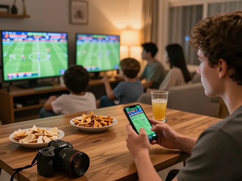 Socolive user intensely placing bets while watching live football matches at home