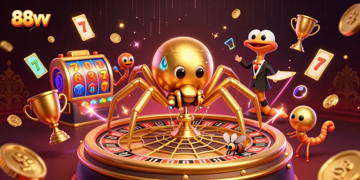 Experience thrilling betting at 88vv with a dynamic casino illustration featuring engaging characters and elements.