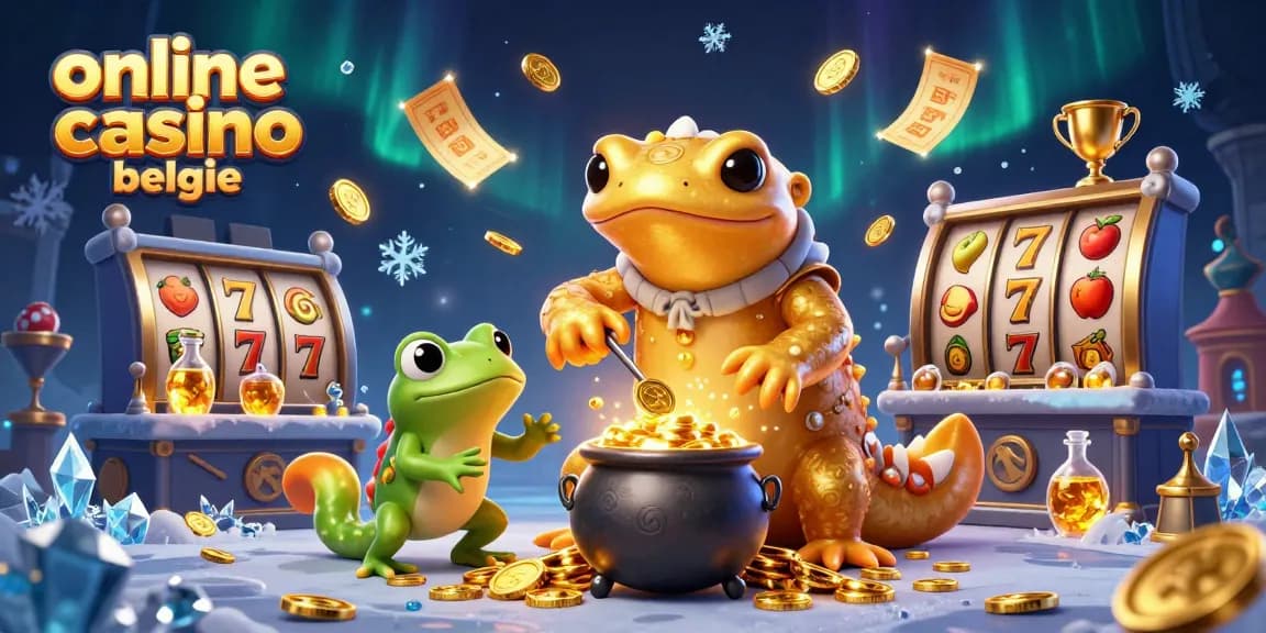 Experience a magical world in online casino belgie where a golden salamander crafts coins with vibrant slot games.