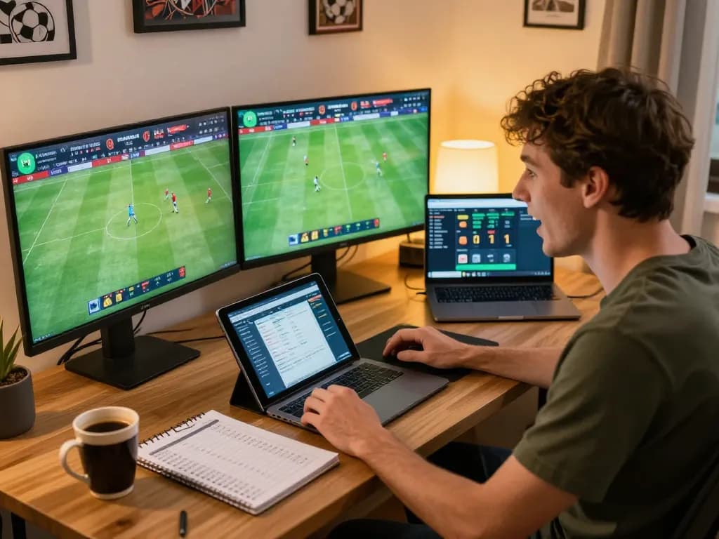 Person analyzing keonhacai5 sports odds while engaging in online betting