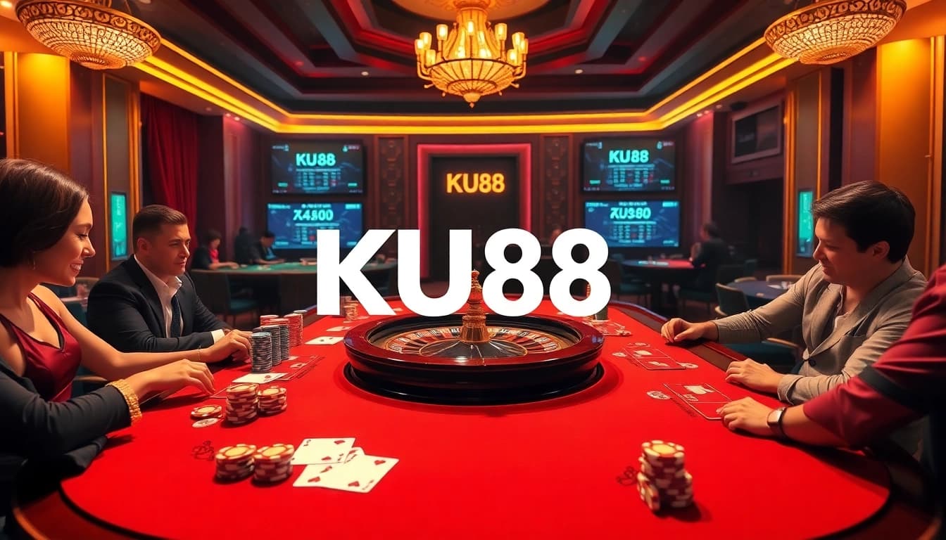 Experience the thrill of KU88 casino gambling with vibrant poker and roulette action.