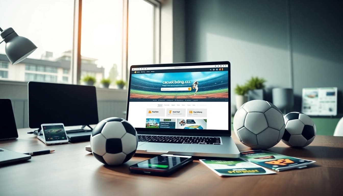 Experience engaging online betting with https://cacuocbongda.cc/ showcased in a modern workspace.