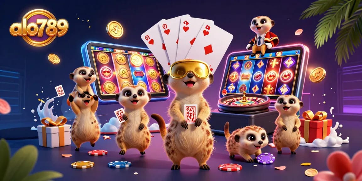 Experience thrilling play at alo789 casino with lively meerkats running the slot games!