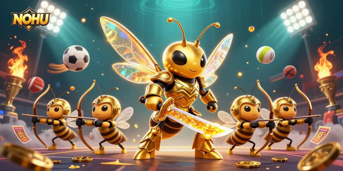 Experience thrilling betting excitement with NOHU's energetic casino illustration featuring a golden hornet.
