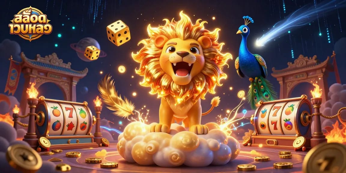 Experience the thrill of สล็อตเว็บตรง with a vibrant casino illustration featuring iconic symbols.