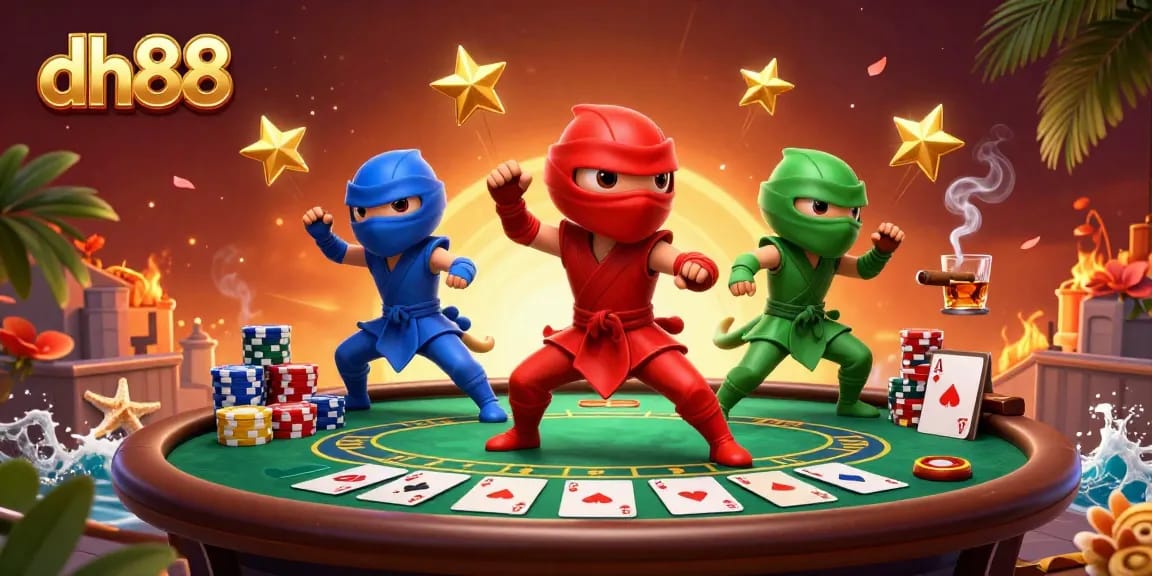 Experience thrilling gameplay at dh88 with ninja chameleons amidst vibrant casino elements.