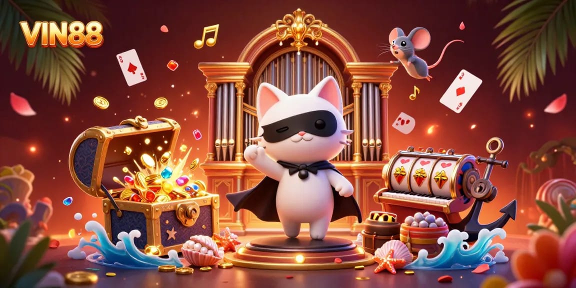 Experience the thrill of VIN88 casino with vibrant characters and dynamic game elements.