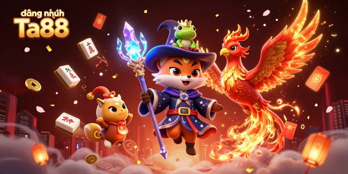 Engage with the magic of đăng nhập Ta88, featuring a detailed wizard fox and captivating casino elements.