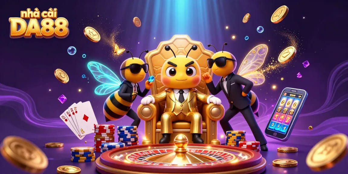 Experience the excitement of nhà cái DA88 with dynamic casino games, betting action, and a vibrant bumblebee theme.