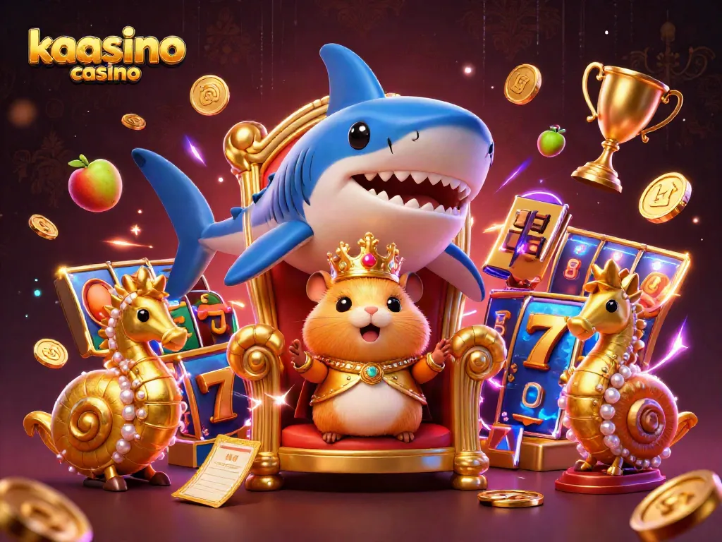 Experience exciting gameplay at kaasino casino with a golden hamster king in an animated scene.