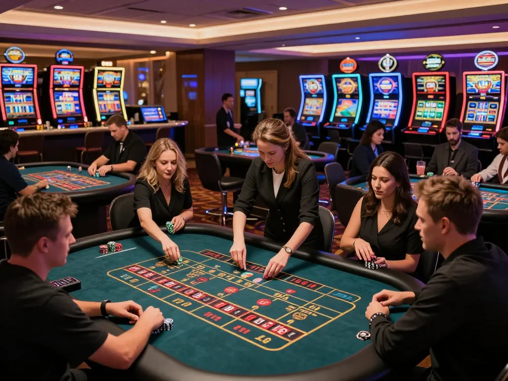 Players enjoying GA88 roulette tables in a vibrant casino atmosphere with professional croupiers.
