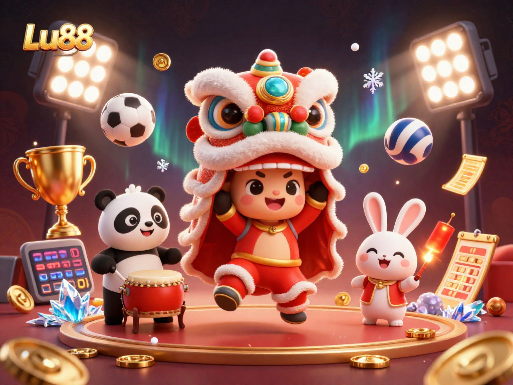 Win big at Lu88 with an engaging and vibrant casino experience showcasing an energetic lion dance.