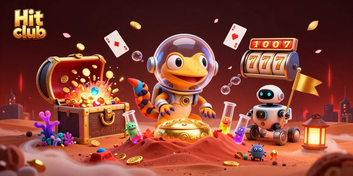 Play exciting games at Hit club while a Martian gecko discovers a vibrant golden casino.