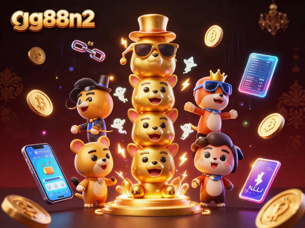Spin the wins with gg88n2's vibrant 3D casino-themed illustration featuring dynamic crypto elements.