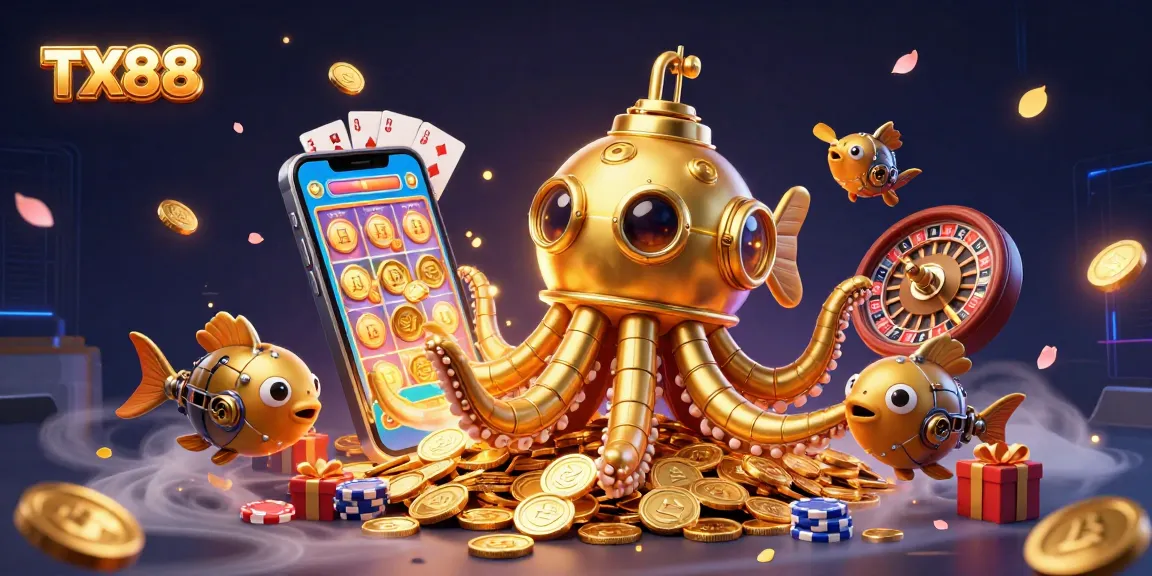 Experience the excitement of TX88 with vibrant slot games, golden coins, and lively 3D characters.