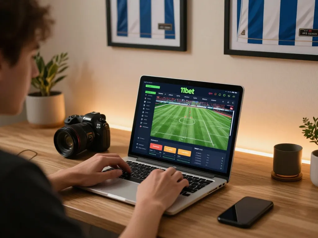 Engage in thrilling sports betting with 11bet through a cozy online gaming setup.