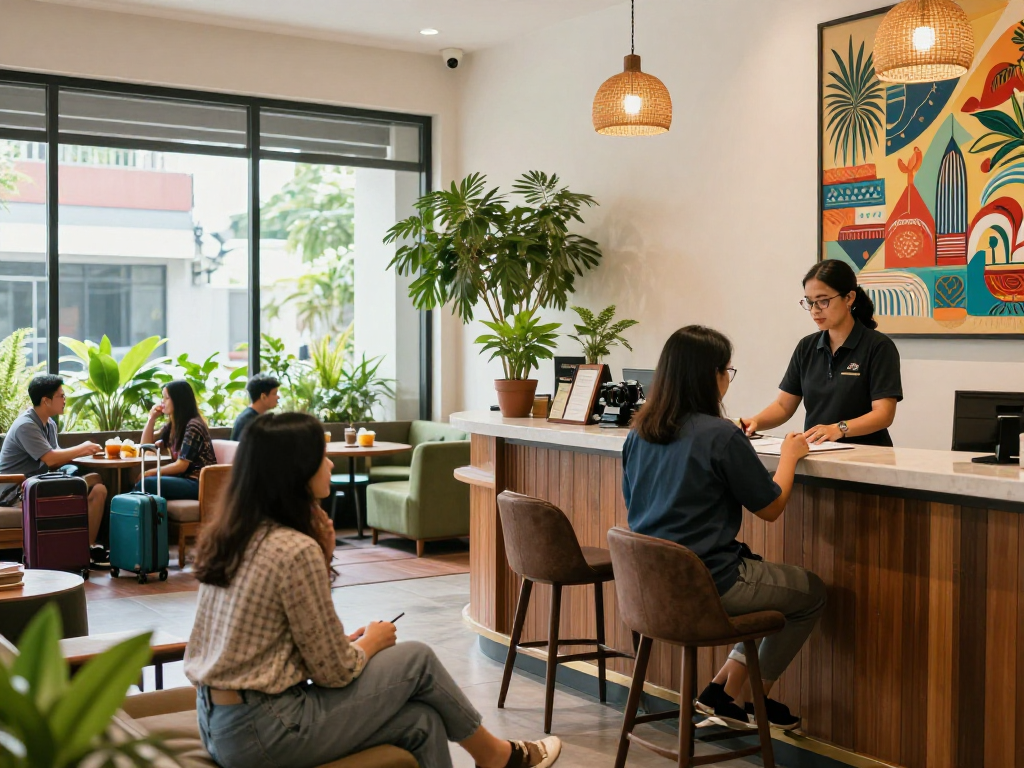 rokok88 login at ROKOK88 Penginapan Jakarta Pusat with welcoming staff and vibrant decor