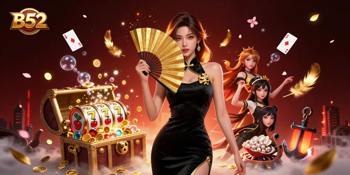 Experience the vibrant B52 casino adventure with lucky slot reels and gold coins