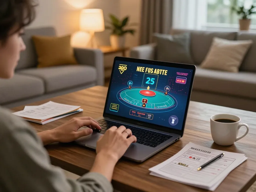 Player enjoying online gaming at 789win on a laptop, surrounded by a cozy environment.
