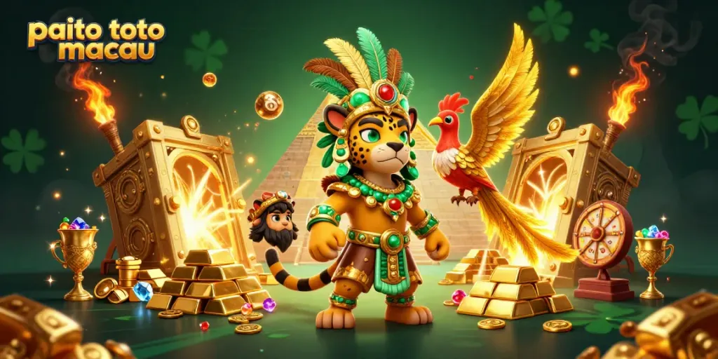 Ilustrasi paito toto macau dengan hasil undian yang bercahaya, menggambarkan tema perjudian yang kaya dan menarik.