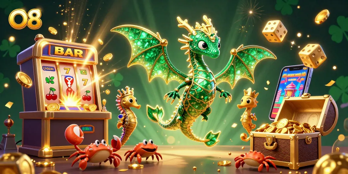 Experience the thrill of O8 gaming with vibrant casino-themed visuals, featuring rich character and jackpot elements.