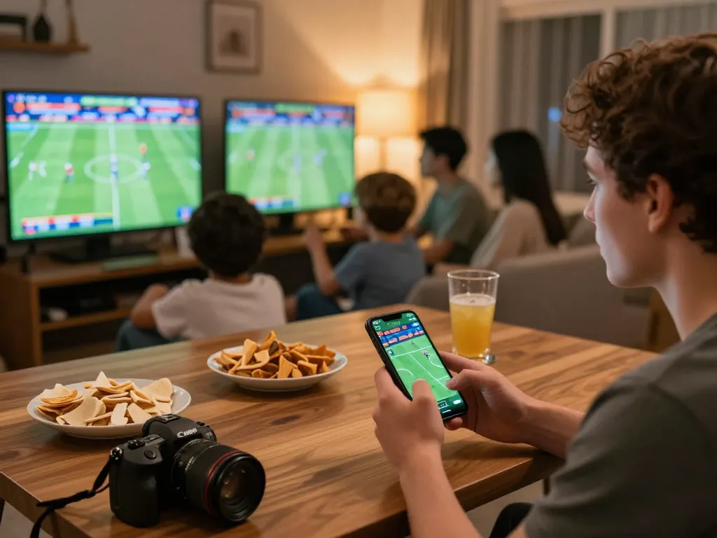 Socolive user intensely placing bets while watching live football matches at home