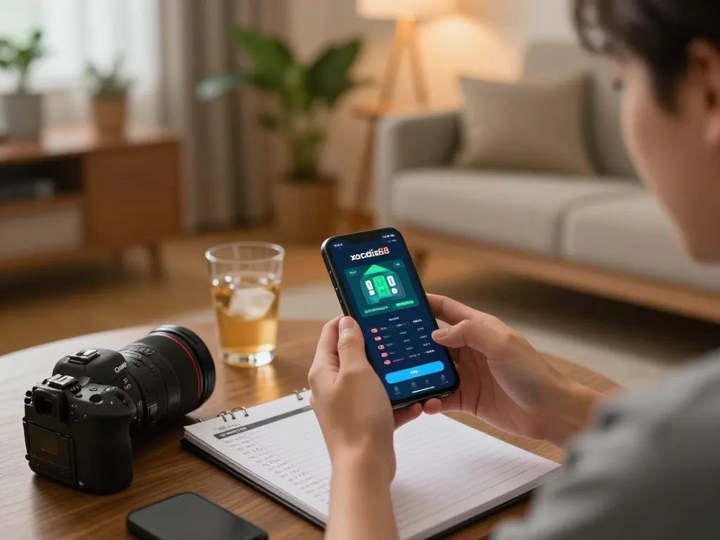 xocdia88 player interacting with mobile app during exciting gaming session at home