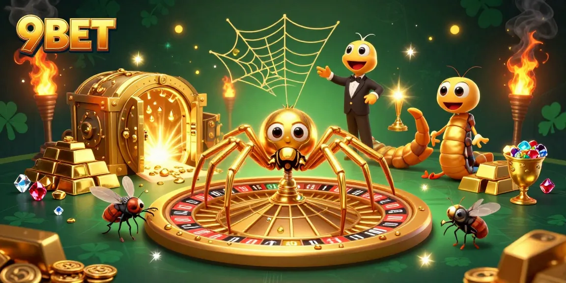 Experience thrilling bets with 9BET in a vibrant casino-inspired scene featuring dynamic game elements.