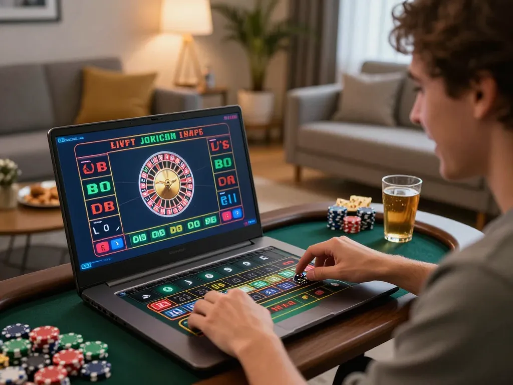Engaging RR88 live roulette gaming experience from home with colorful betting chips