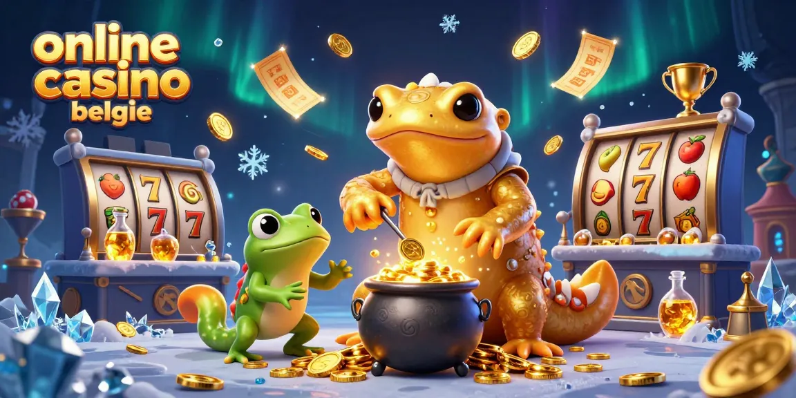 Experience a magical world in online casino belgie where a golden salamander crafts coins with vibrant slot games.
