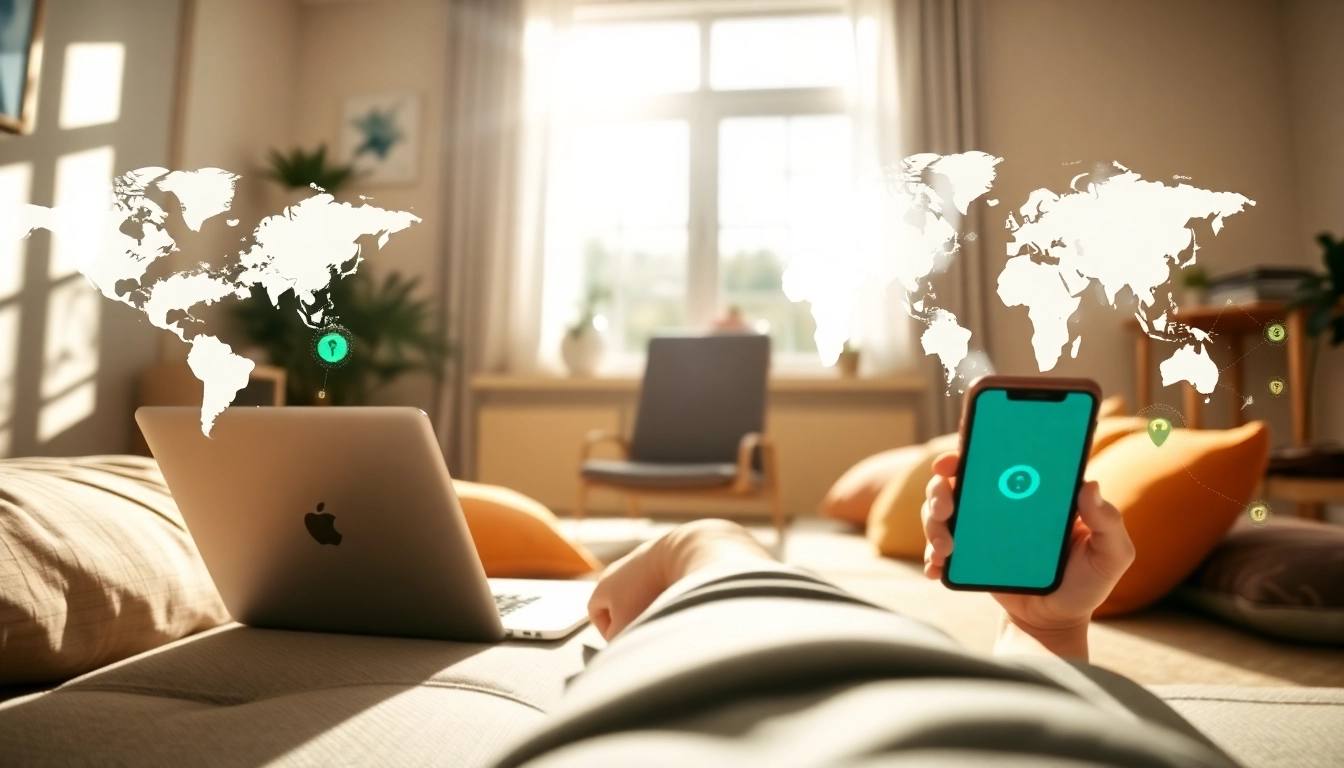 快连下载 - 用户在现代办公室多设备上使用快连VPN应用。