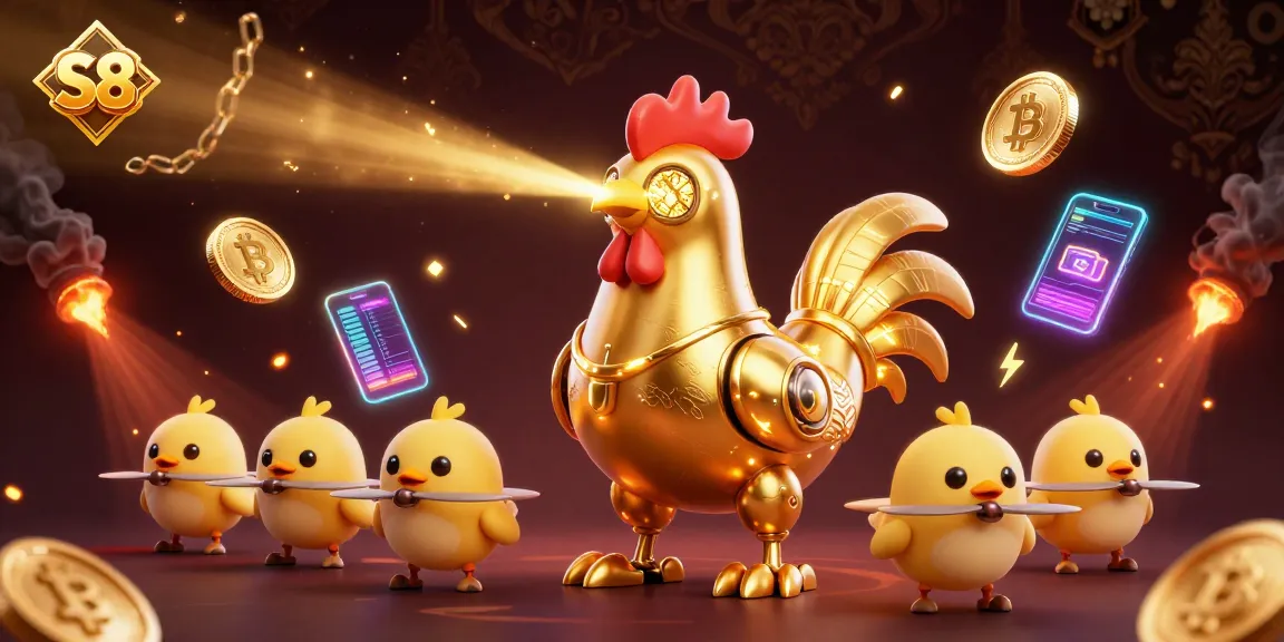 Engage with S8's thrilling gaming experience, depicted through a vibrant 3D illustration.