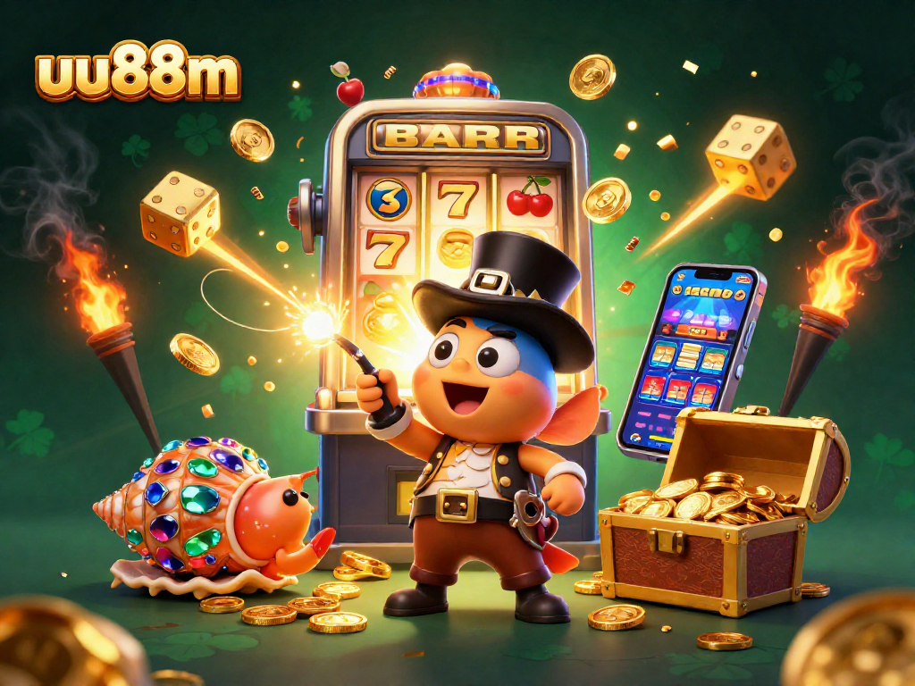 Experience the thrill of uu88m with vibrant casino games and exciting wins in a 3D illustration.