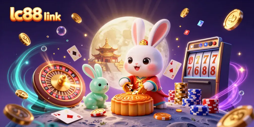 Experience thrilling gameplay with the lc88 link as cartoon rabbits reveal poker chips among cascading gems.