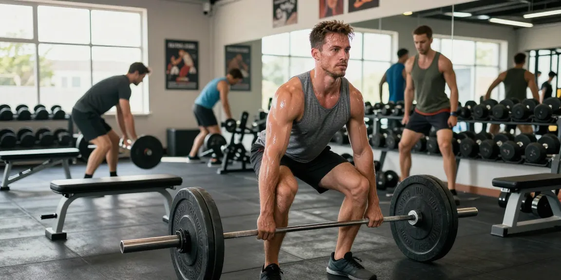 Man lifting weights in a gym, showcasing Prime Pharma Steroiden use for enhanced fitness performance.