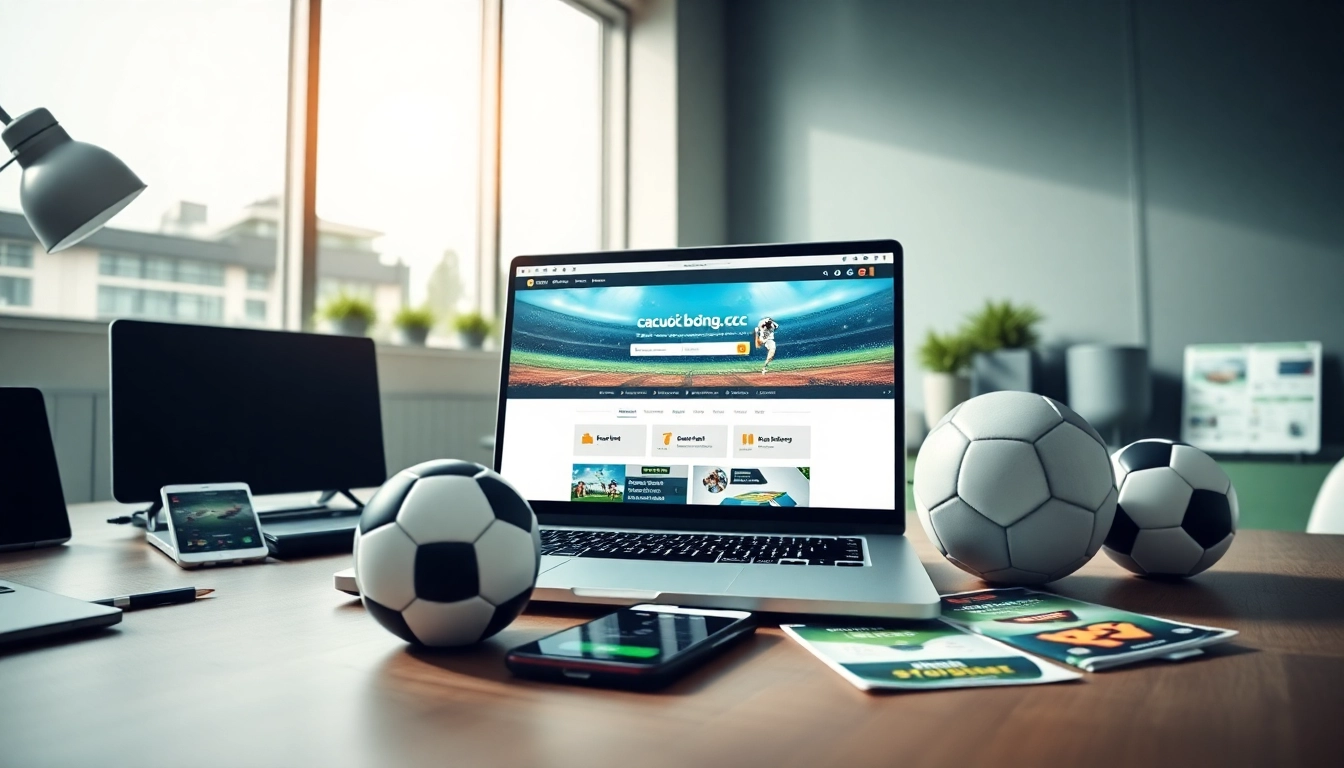 Experience engaging online betting with https://cacuocbongda.cc/ showcased in a modern workspace.