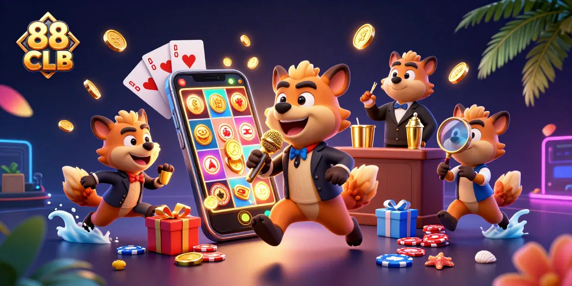 Engage with fun at 88 CLB, where hyenas bring casino comedy to life in a vibrant 3D scene.