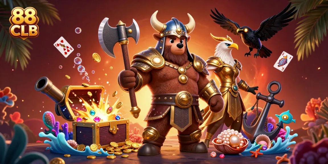 Engage in thrilling gaming action at 88 CLB with vibrant characters and casino elements.