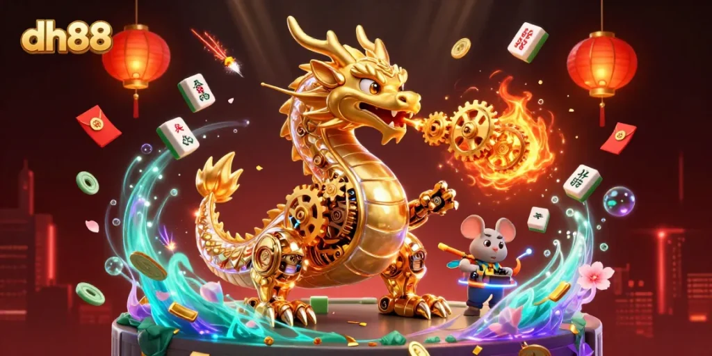 Experience thrilling gameplay at dh88, where a majestic dragon breathes winning gears and cogs.