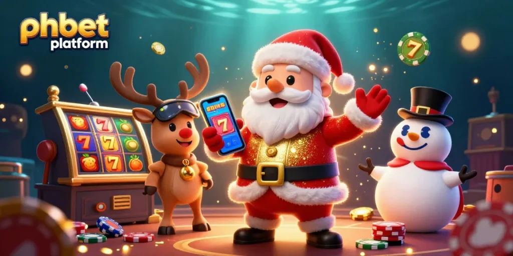 Experience excitement on the phbet platform with a festive gaming illustration featuring dynamic slot reels.